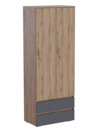 Шкаф двухстворчатый с ящиками Ливерпуль, вотан/графит софт  