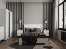 Кровать Ливерпуль, белый/белый глянец